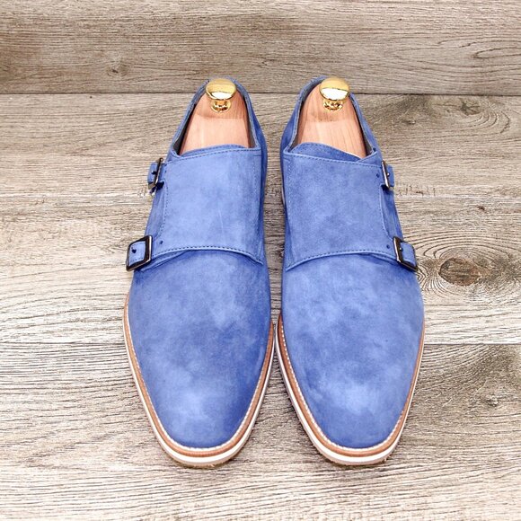 * NIB * $495 Nordstrom ZELLI Italia 9.5 M Cobalt Goatskin Suede * add $15 Trees main image 9